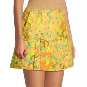 Tory Burch Blossom Poplin Floral Skort Women's 10 Yellow Pleated Preppy Vacation